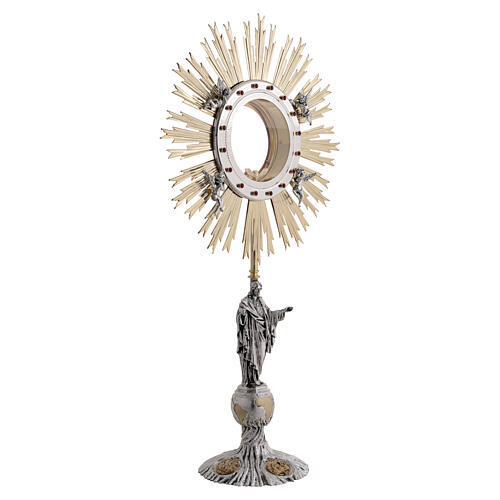 Lost-wax monstrance for Magna host with Christ at central node, H 34 in 7