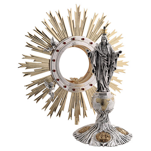 Lost-wax monstrance for Magna host with Christ at central node, H 34 in 19