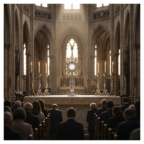 Ostensoir cire perdue nœud Sacré-Cœur de Jésus Hostia Magna h 86 cm 2