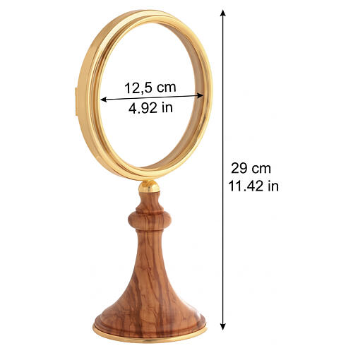 Olive Wood Monstrance with Gilded Ring, 34x11 cm 2