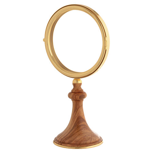 Olive Wood Monstrance with Gilded Ring, 34x11 cm 3