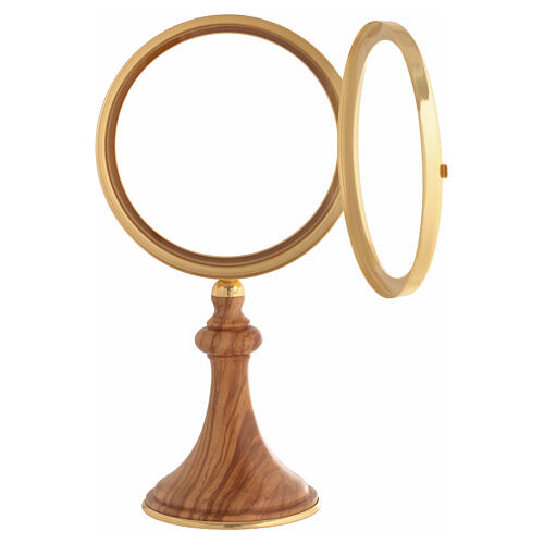 Olive Wood Monstrance with Gilded Ring, 34x11 cm 4