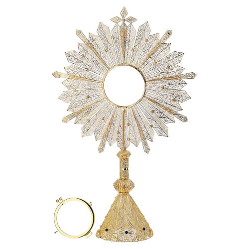 Filigree monstrance with lapis lazuli and removable luna, 3 in 8