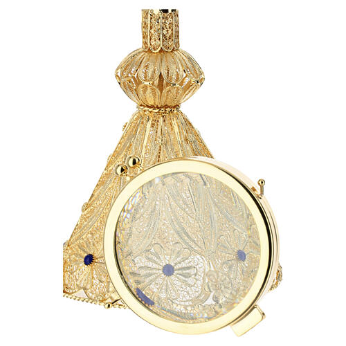 Filigree monstrance with lapis lazuli and removable luna, 3 in 14