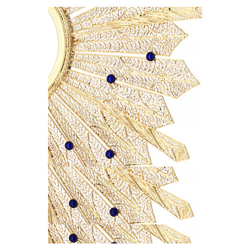 Ostensoir filigrane lapis-lazuli lunule extractible 7,5 cm 7