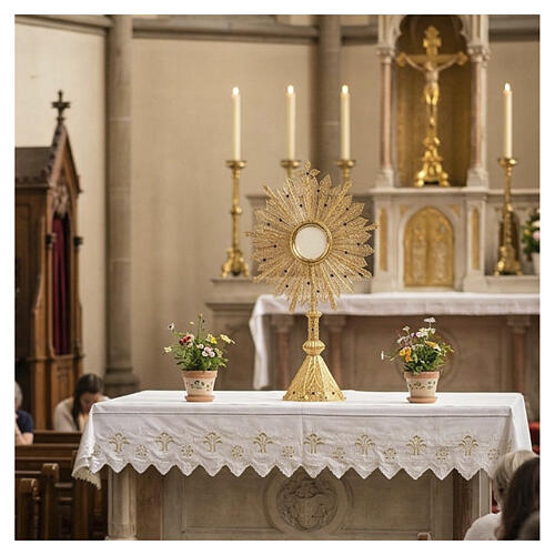 Ostensorio filigrana con lapislazzuli teca estraibile 7,5 cm 2