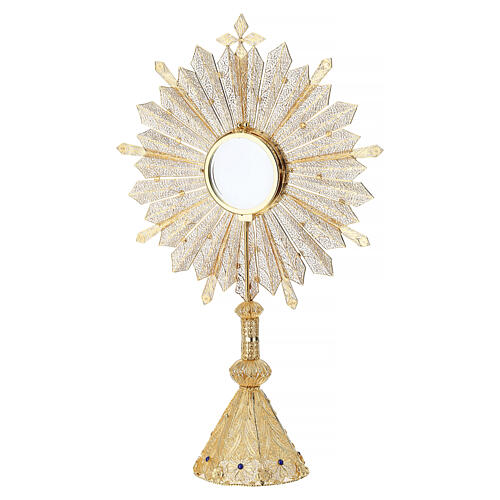 Ostensorio filigrana con lapislazzuli teca estraibile 7,5 cm 15