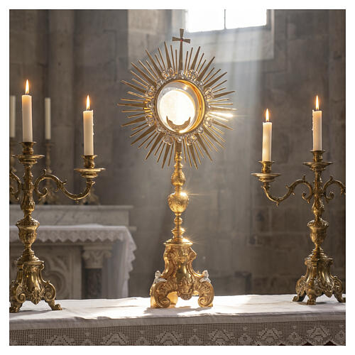 Ostenorio stile gotico ottone dorato Ostia Magna 80 cm 2