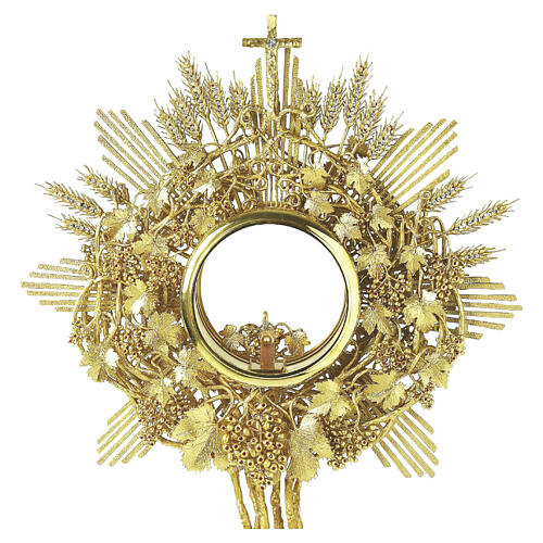 Grape and Wheat Monstrance, 18K Gold Plated with Crystal-Set Clusters, Pical Arte Creazioni 2