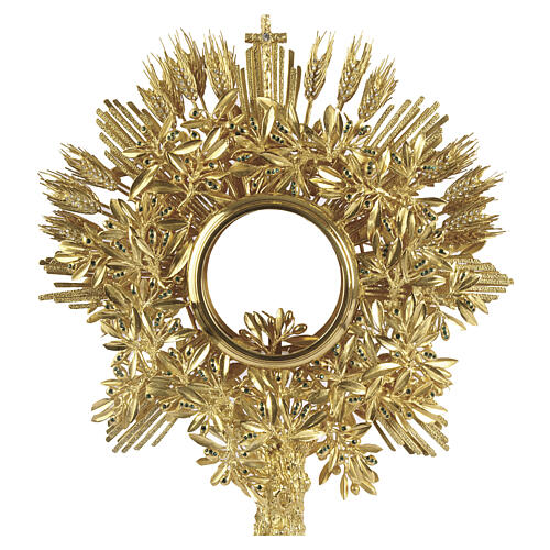 Monstrance Olive model, 18 kt Gold‑Plated with Green Stones, Pical Arte Creazioni 2