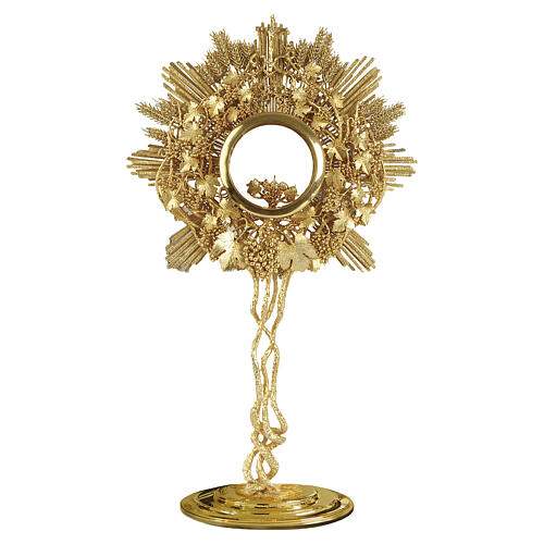 Ostensorio ALEX H.125 cm decoro uva e spighe placcato oro 18Kt Pical 1