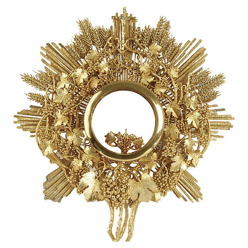 Ostensorio ALEX H.125 cm decoro uva e spighe placcato oro 18Kt Pical 2