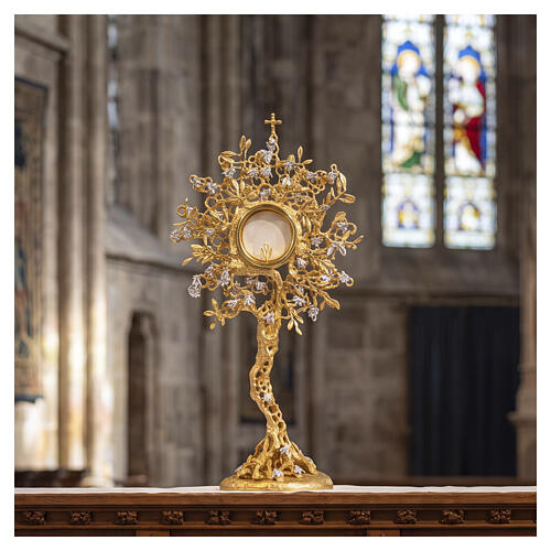 Monstrance ALVEOLO, 18 kt gold‑plated with silver bees, Pical Arte Creazioni 2