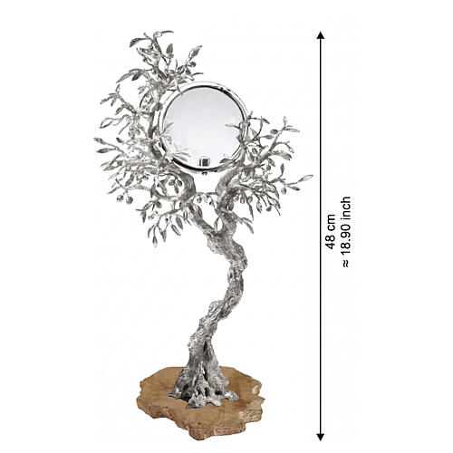 Monstrance, OLIVE model, brass with silver galvanization, Assisi stone base, Pical Arte Creazioni 3
