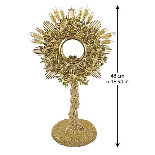 Monstrance, OLIVE model, 18kt Gold-Plated with Wheat-Ray Pical Arte Creazioni 3
