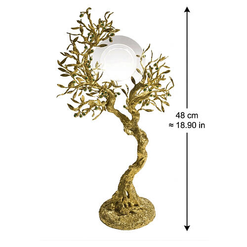Ostensorio rami cristalli verdi ULIVO 48 cm placcato oro 18Kt Pical Arte Creazioni 3
