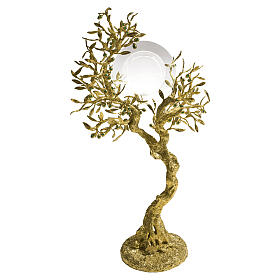 Monstrance OLIVE model with green crystals, 18 kt Gold‑Plated, Pical Arte Creazioni