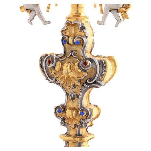 Monstrance with blue and red stones, angels and crown, 75 cm for Magna Host 11