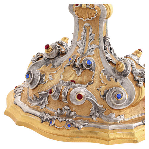 Monstrance with blue and red stones, angels and crown, 75 cm for Magna Host 12