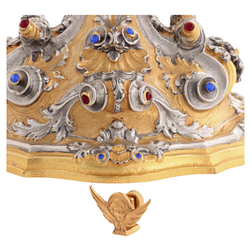 Monstrance with blue and red stones, angels and crown, 75 cm for Magna Host 13