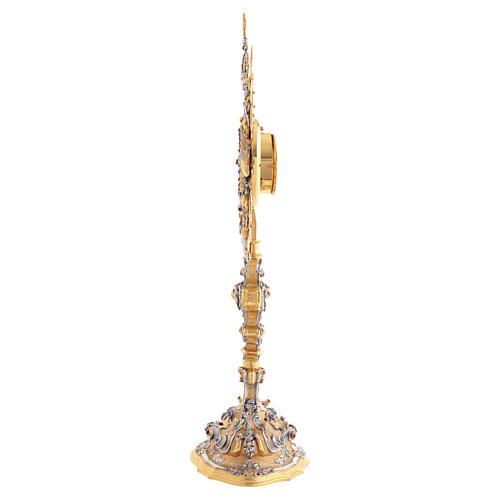 Monstrance with blue and red stones, angels and crown, 75 cm for Magna Host 14