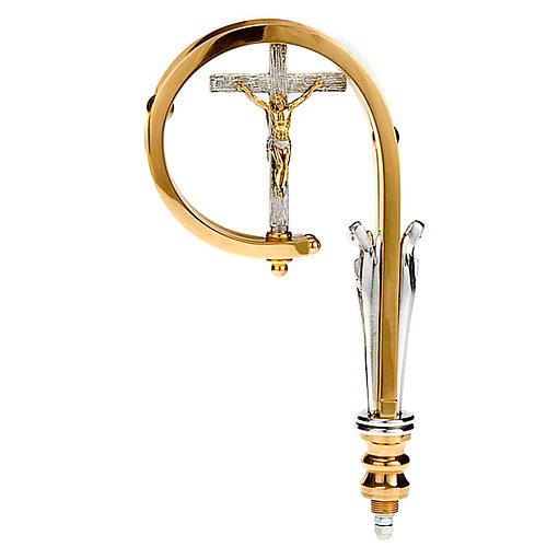 Báculo de bispo haste latão com crucifixo 3