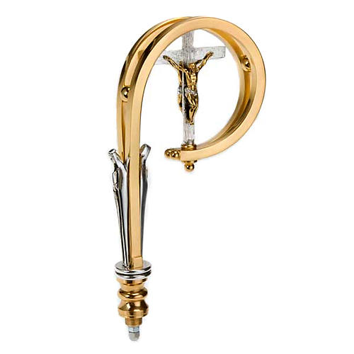 Báculo de bispo haste latão com crucifixo 7