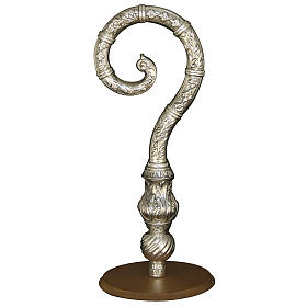 Crozier in chiselled brass with floral pattern
