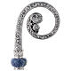 Crozier in chiselled brass with sodalite and floral pattern s3