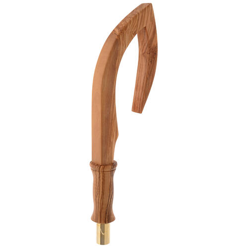 Bastone pastorale legno ulivo stagionato Assisi agganci metallo 4