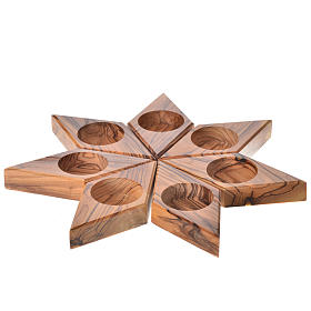 Olive wood star candle-holder