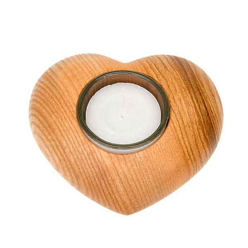 Wooden heart candle-holder 1