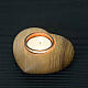 Wooden heart candle-holder s2