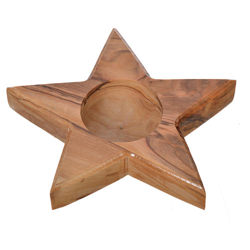 Olive wood candle-holder star 1