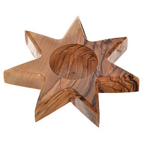 Kerzenhalter: Kerzenhalter Oliven-Holz Sterne 7 Spitze Kerzenhalter: Kerzenhalter Oliven-Holz Sterne 7 Spitze