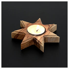 Kerzenhalter Oliven-Holz Sterne 7 Spitze