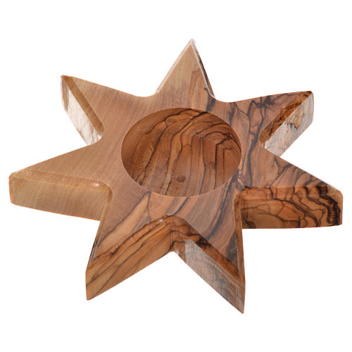 Kerzenhalter Oliven-Holz Sterne 7 Spitze 2