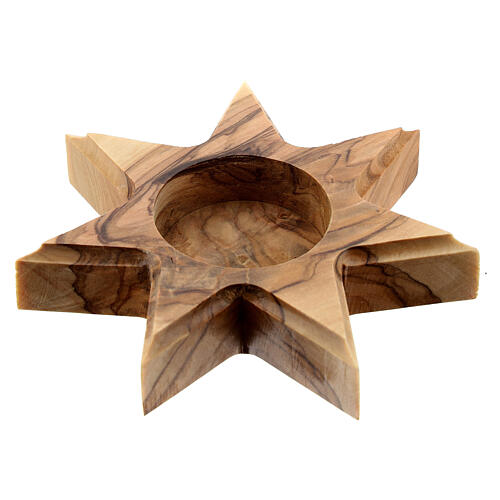 Olive wood candle-holder 7 point star 1