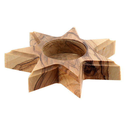 Olive wood candle-holder 7 point star 3