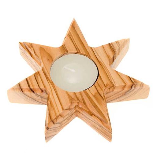 Chandelier en bois d'olivier , étoile 7 pointes 1