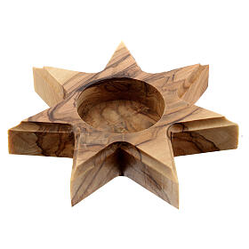 Olive wood candle-holder 7 point star