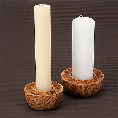 Liturgical candle holder in olive wood 2