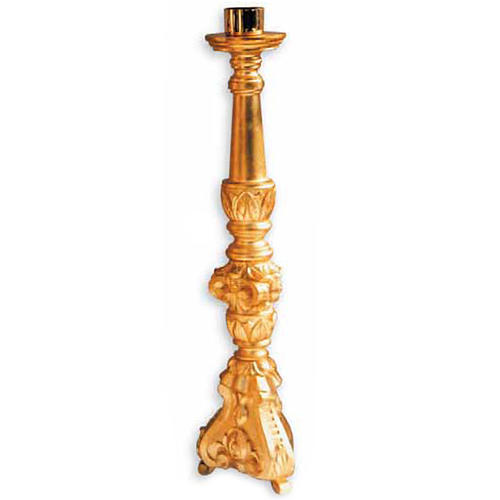 Kerzenhalter aus Holz mit Blattgold 1