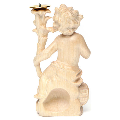 Candle holder with angels, natural wax Valgardena wood 5