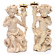 Candle holder with angels, natural wax Valgardena wood s1