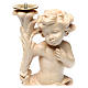 Candle holder with angels, natural wax Valgardena wood s2