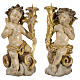 Paio angeli portacandela 25 cm legno Valgardena Old Antico Gold s1