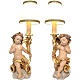 Pair of angels, candle holder in Valgardena wood s1