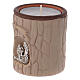 Candle holder in terracotta from Deruta with Nativity, beige s2