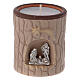 Cylindrical beige candle holder with Nativity terracotta of Deruta s1